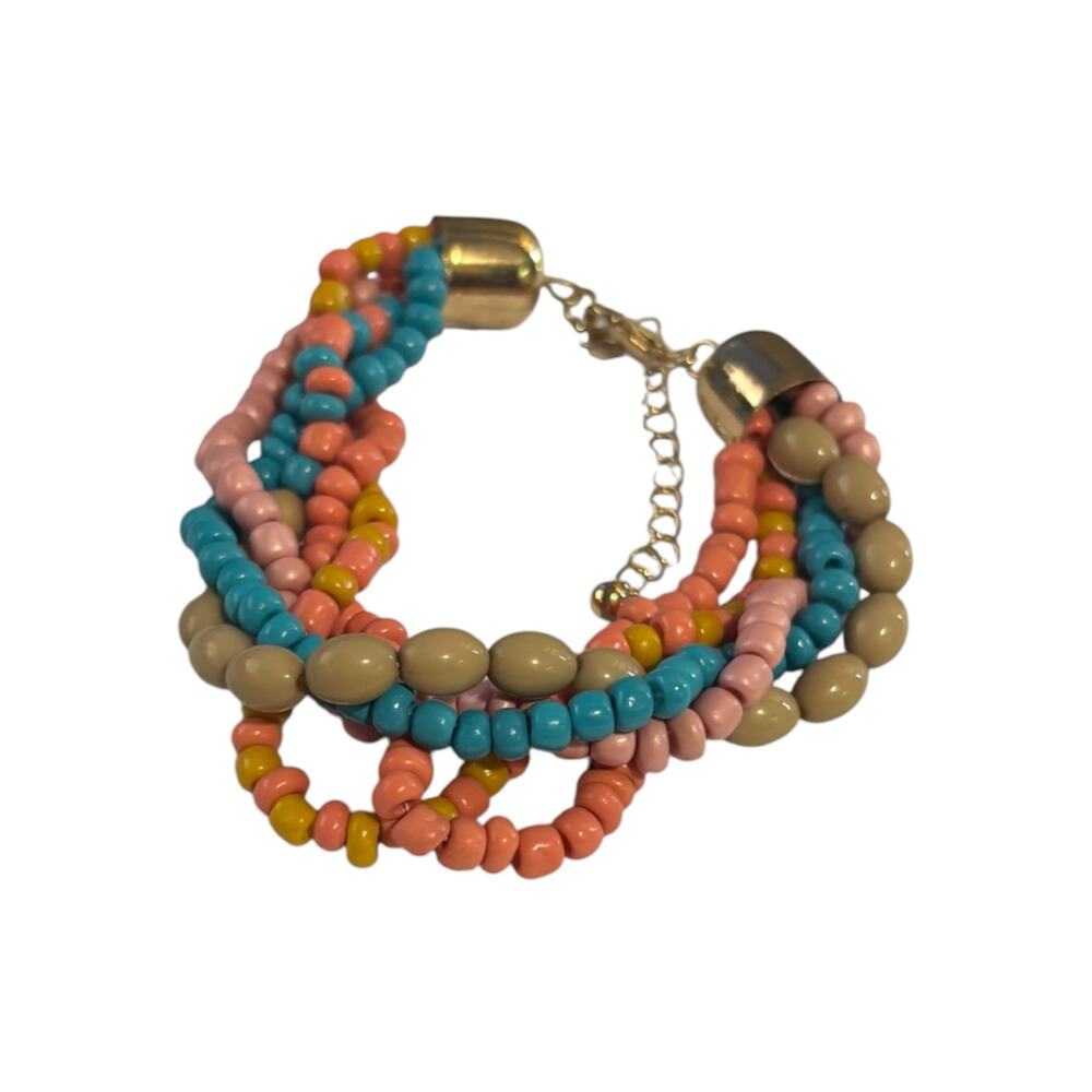 Indigo Authority Monarch Beaded Bracelet Gold Tone